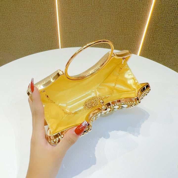 Decorative Rhinestone-Accented Evening Handbag