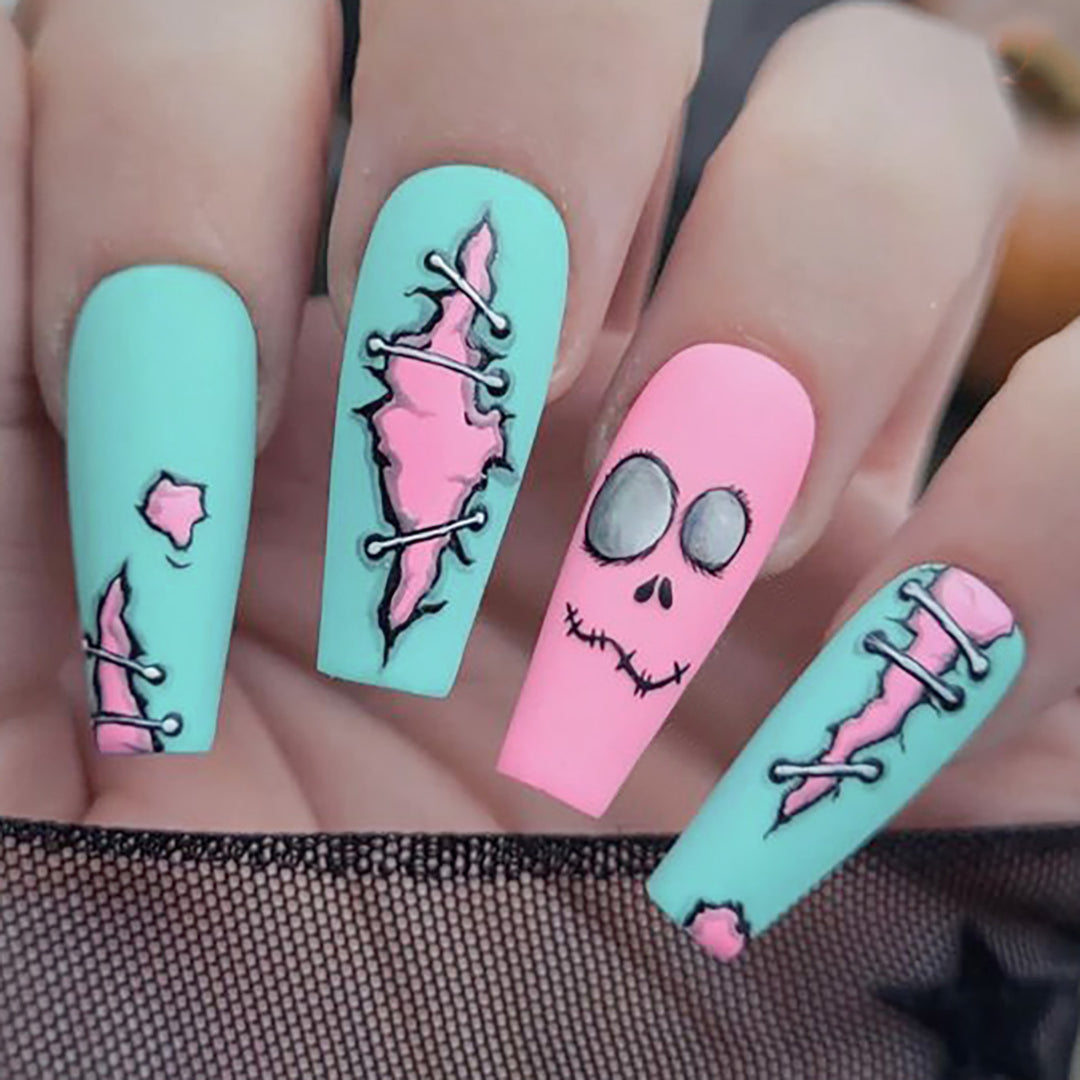 Artistic Halloween-Themed Press-On Nail Art Kalsten