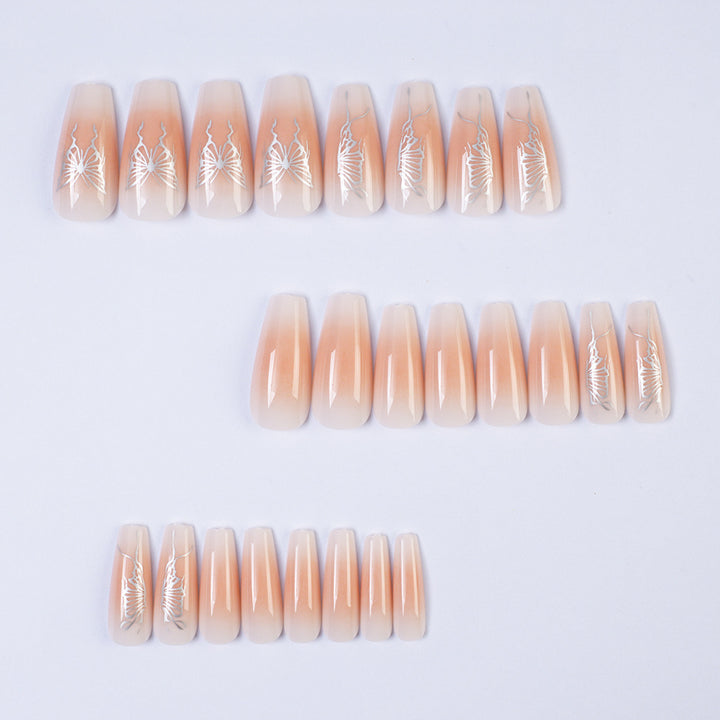 Elegant Artificial Nails with Delicate Butterfly Design Kalsten