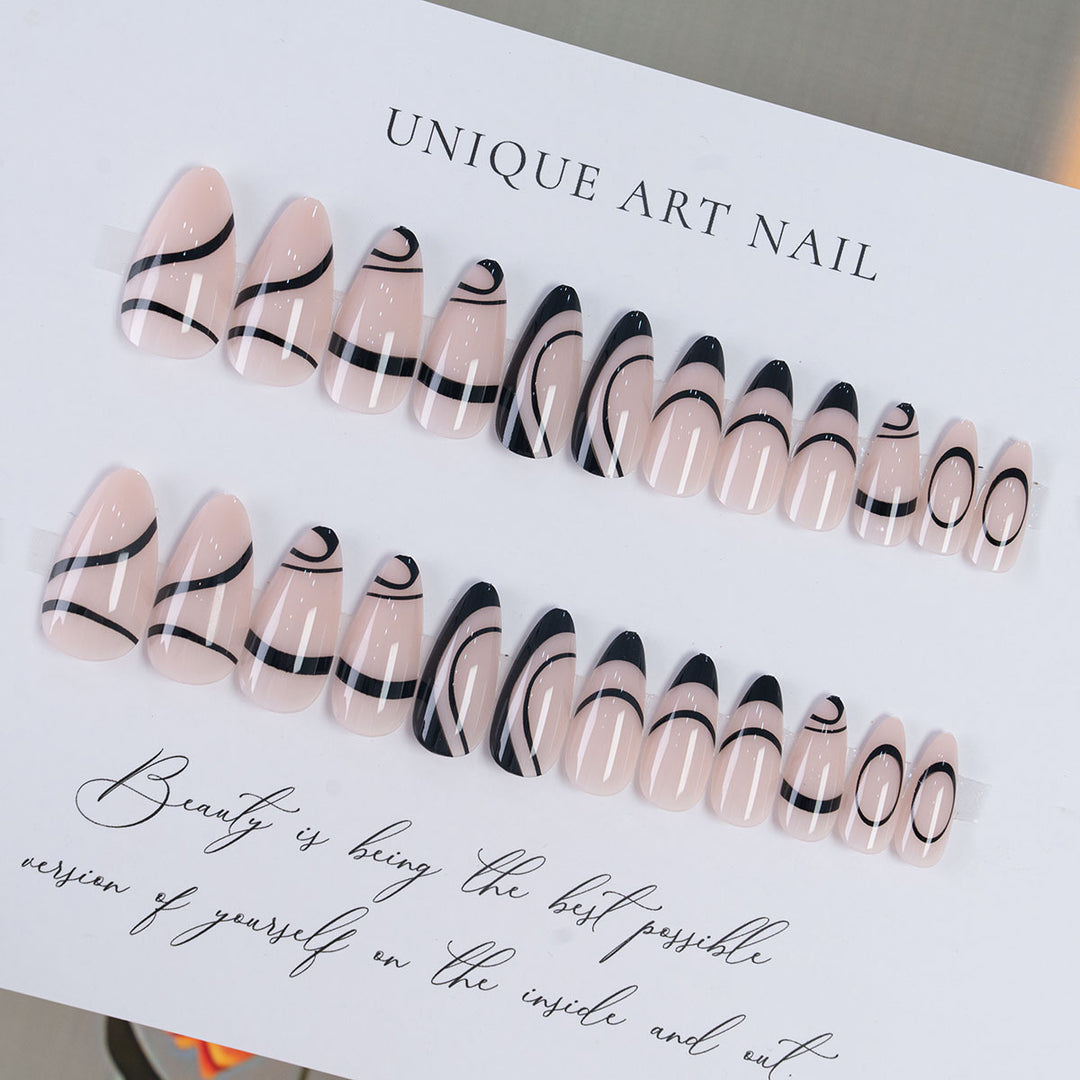 Artistic Long-Stiletto Press-On Nails