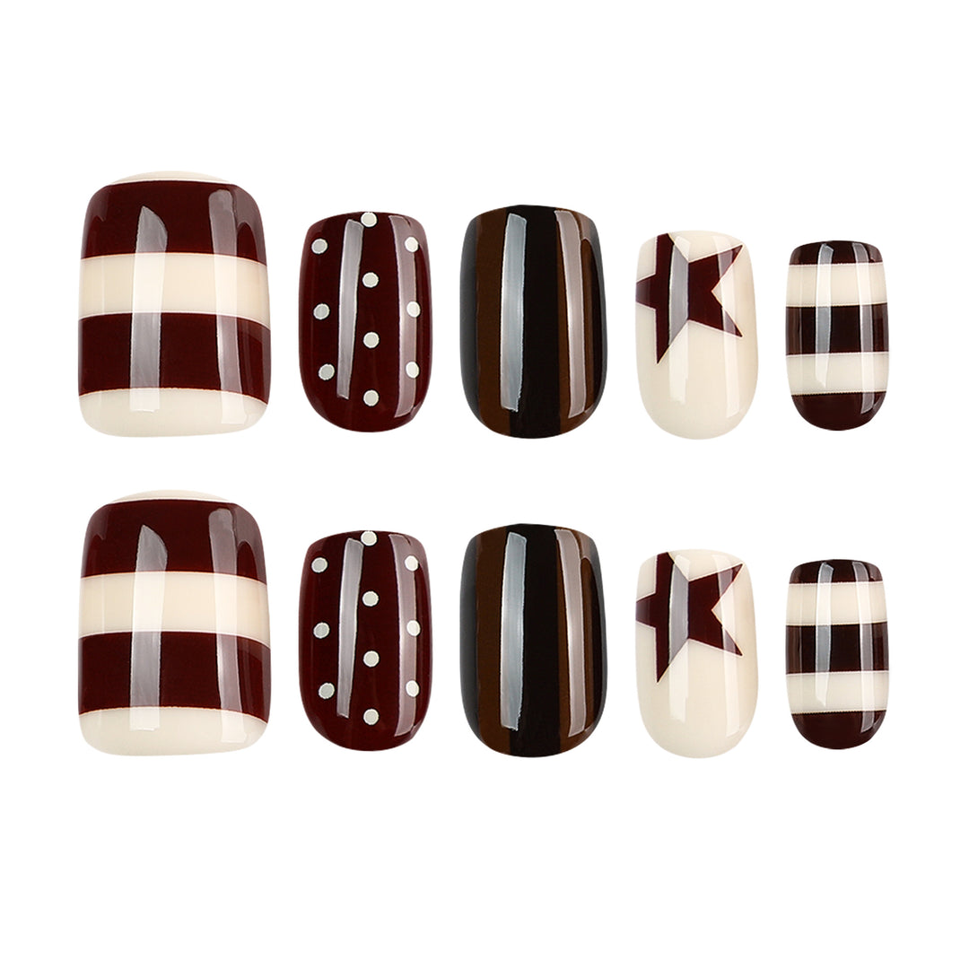 Artful Nail Art with Striped and Polka Dot Pattern Kalsten