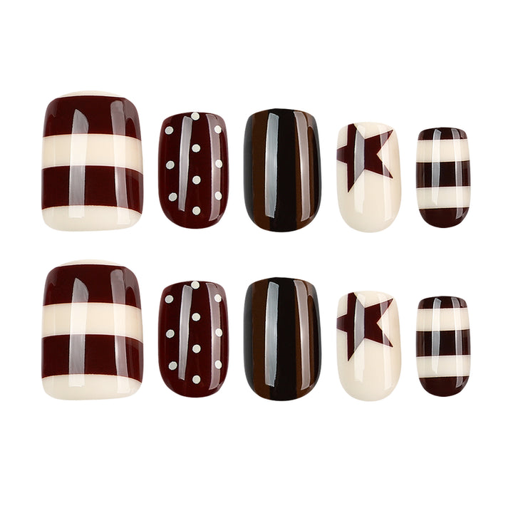 Artful Nail Art with Striped and Polka Dot Pattern Kalsten