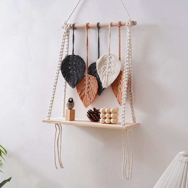 Bohemian Macrame Leaf Art Display Shelf Kalsten