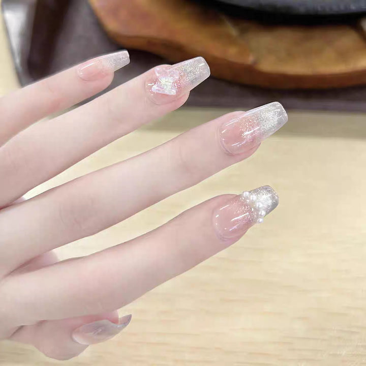 Elegant Stiletto Press-On Nails with Decorative Floral Accents Kalsten