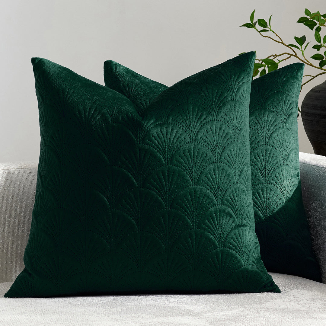 Embroidered Scallop-Pattern Cotton Decorative Throw Pillow Cover