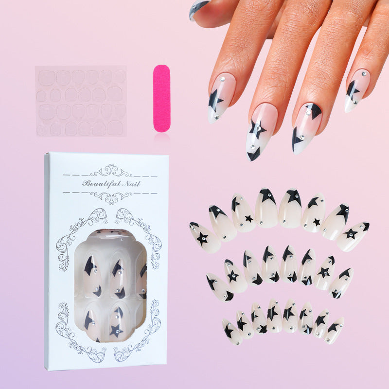 Artistic Press-On Nail Set with Star Design kalsten