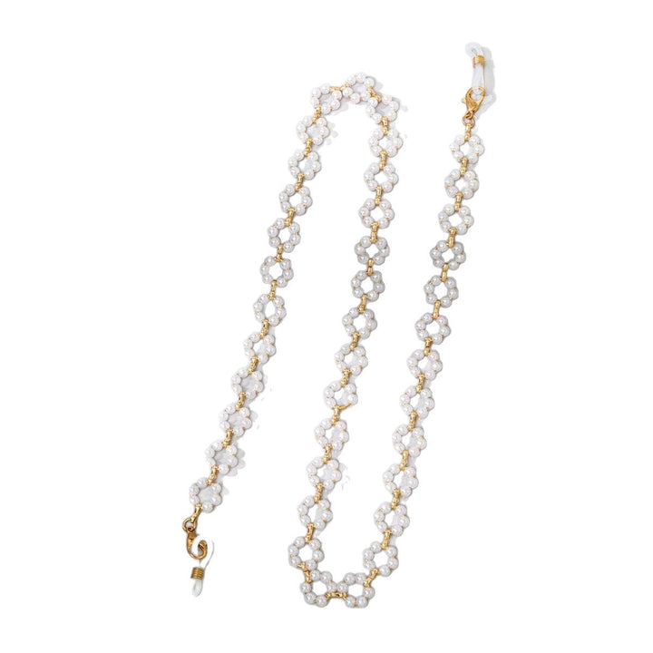 Elegant Pearl and Gold Chain Eyewear Holder Kalsten