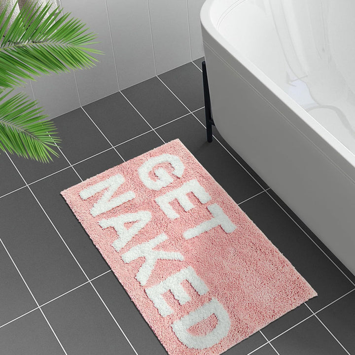 Plush Bath Mat with Motivational Phrase