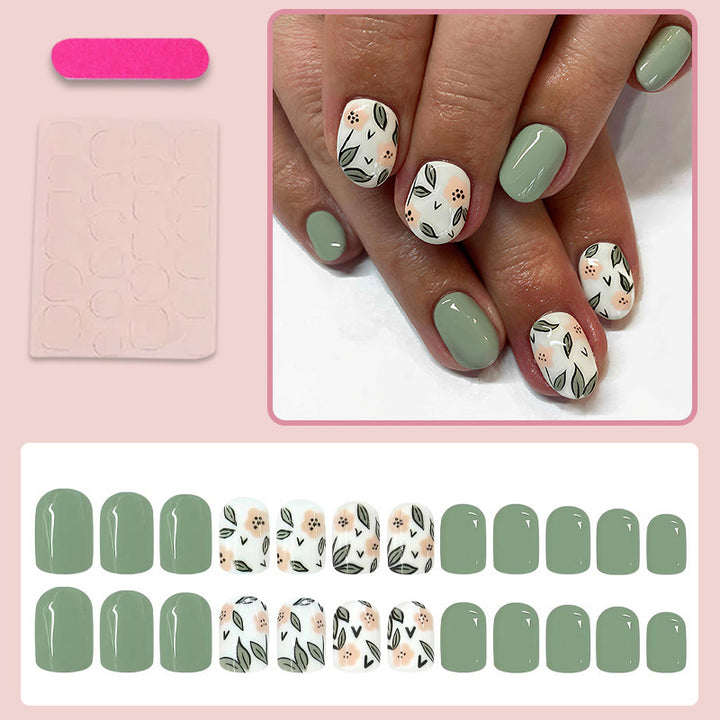 Artificial nail set with elegant floral patterns and modern design Kalsten