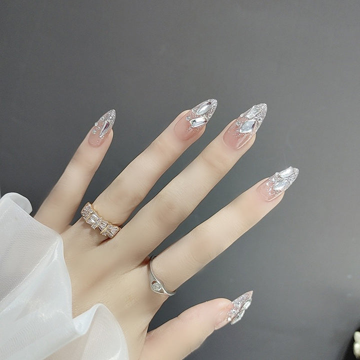 Artistic Rhinestone-Embellished Press-On Nail Set Kalsten