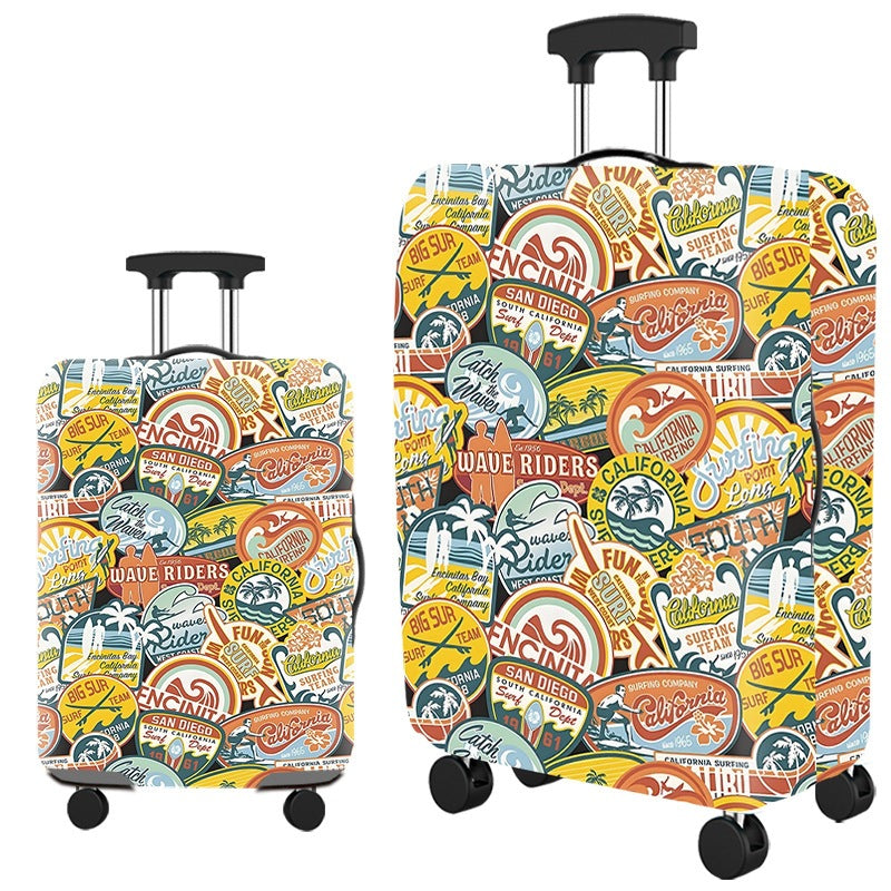 Vintage Travel-Themed Hard Shell Suitcase Kalsten