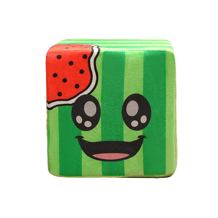 Kawaii Watermelon Cube Plush Decorative Cushion with Embroidered Face Kalsten