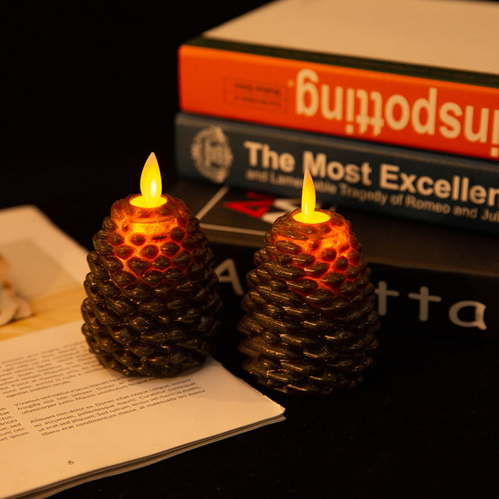 Battery-Operated Pinecone Flameless Decorative Candle