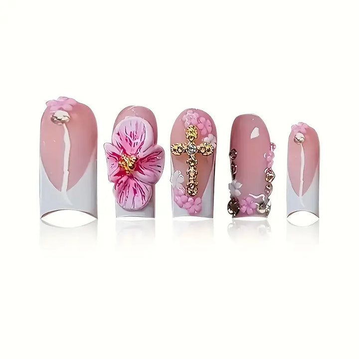 Artistic Floral Acrylic Nail Enhancements Kalsten