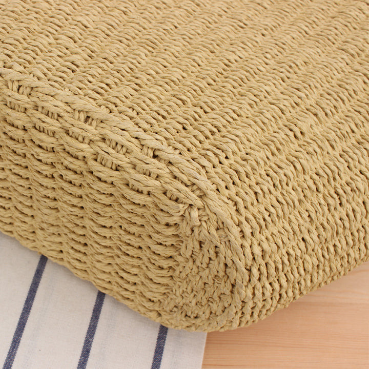 Woven Natural Material Handbag with Elegant Leather Handles Kalsten
