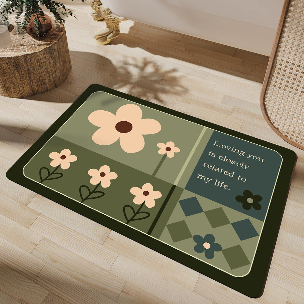 Floral Design Cotton Bath Mat Kalsten