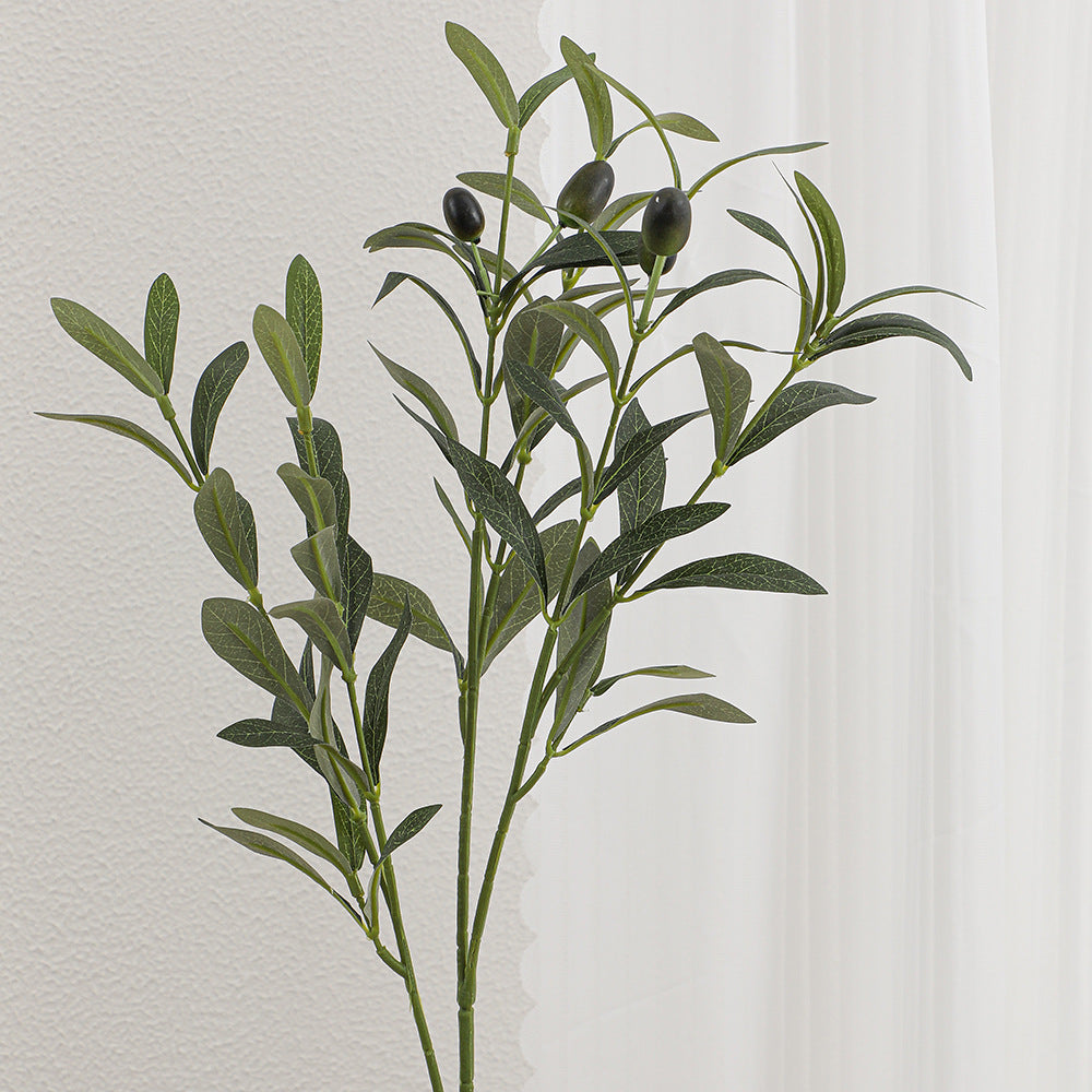 Artificial olive tree branch with detailed leaves and fruits