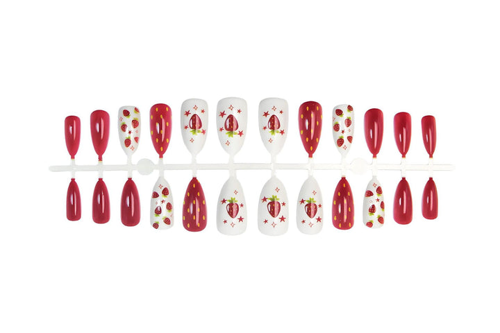 Nail art with fruity strawberry designs and shine Kalsten