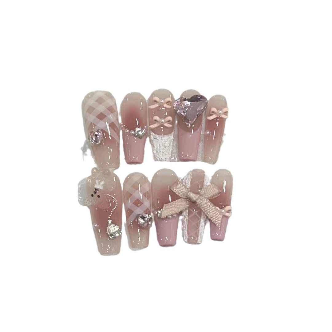 Decorative Press-On Nail Set with Charming Accents Kalsten