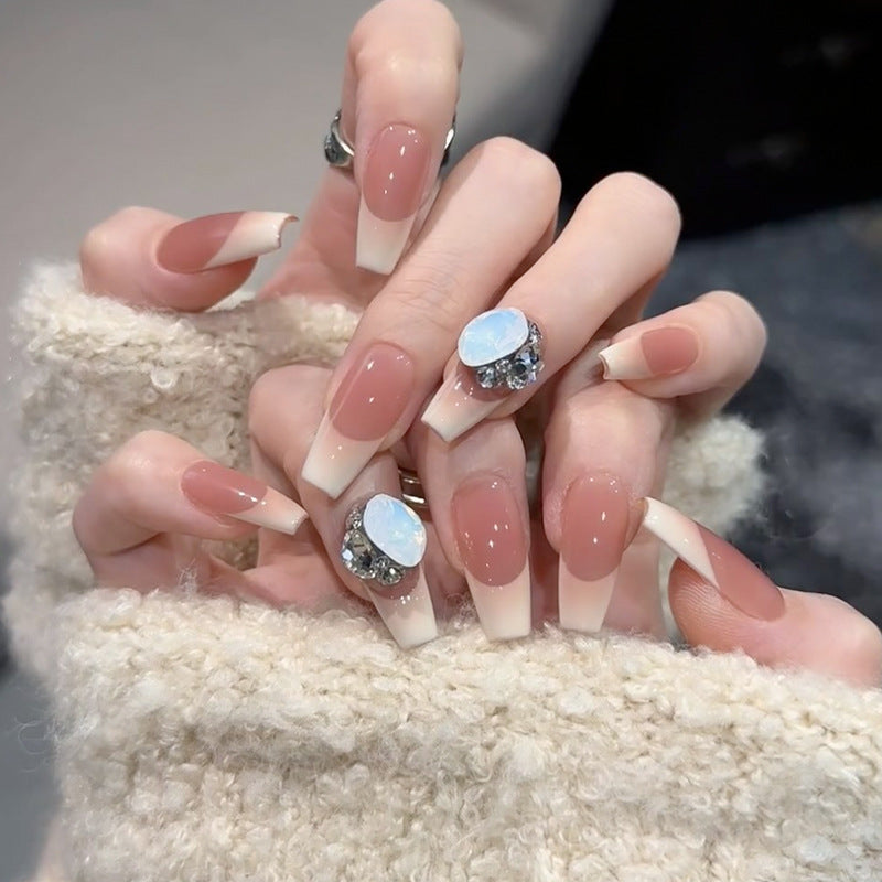 Glamorous Press-On Nail Set with Decorative Gemstone Accents Kalsten