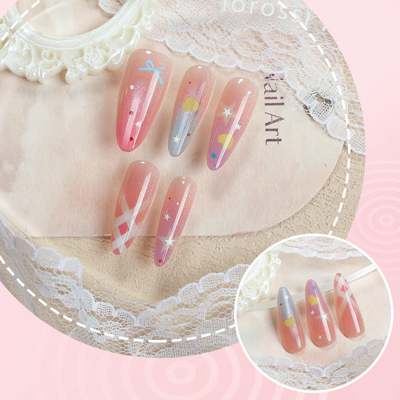 Artistic Press-On Nail Art Set with Creative Patterns