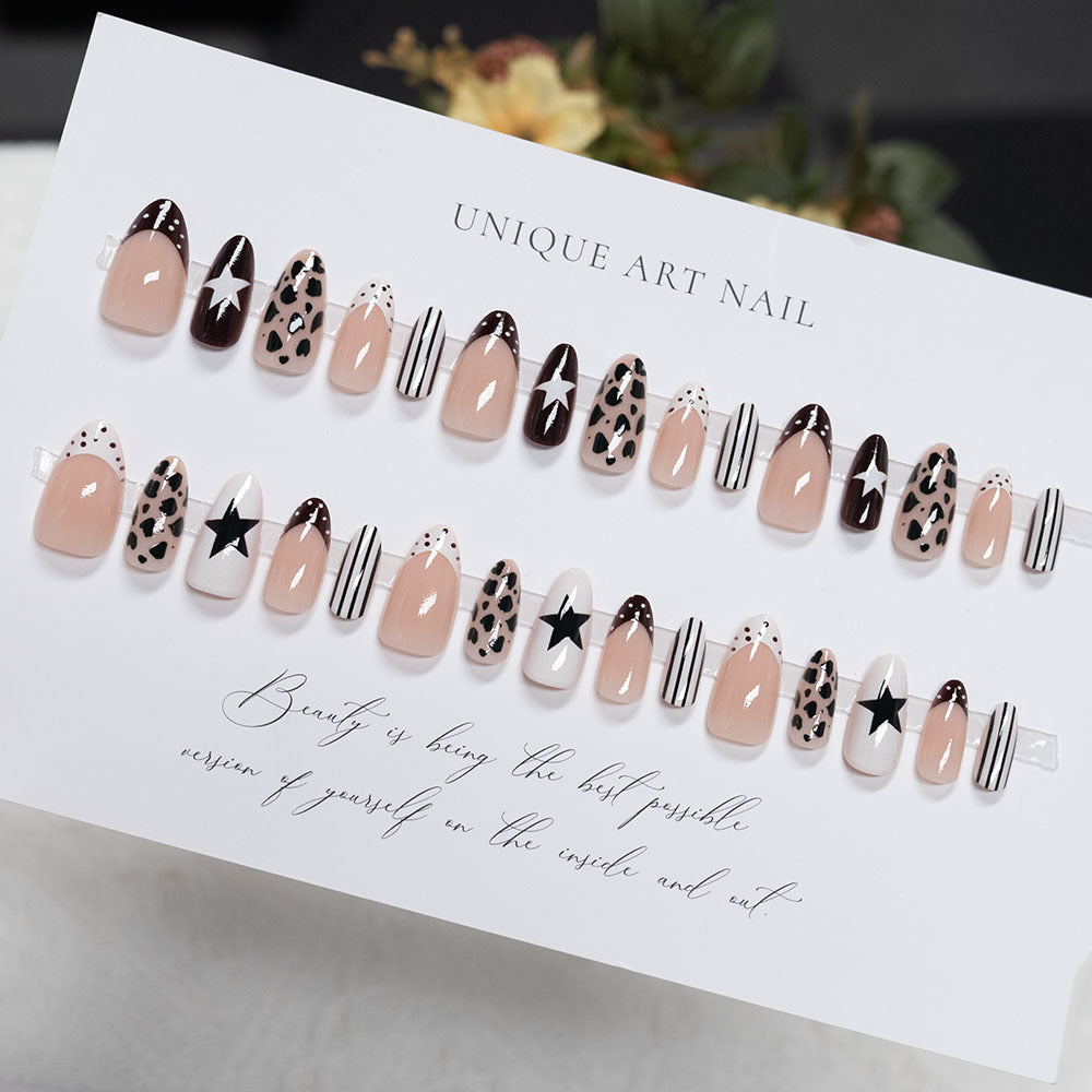 Artistic Press-On Nail Set with Diverse Patterns