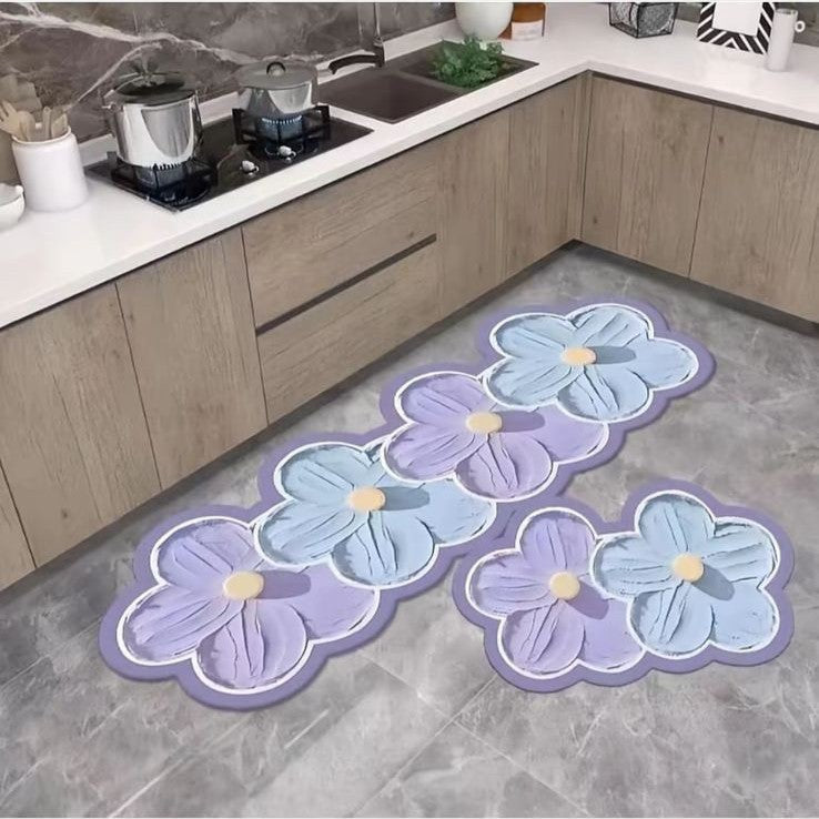 Floral-Themed Kitchen Runner Mat