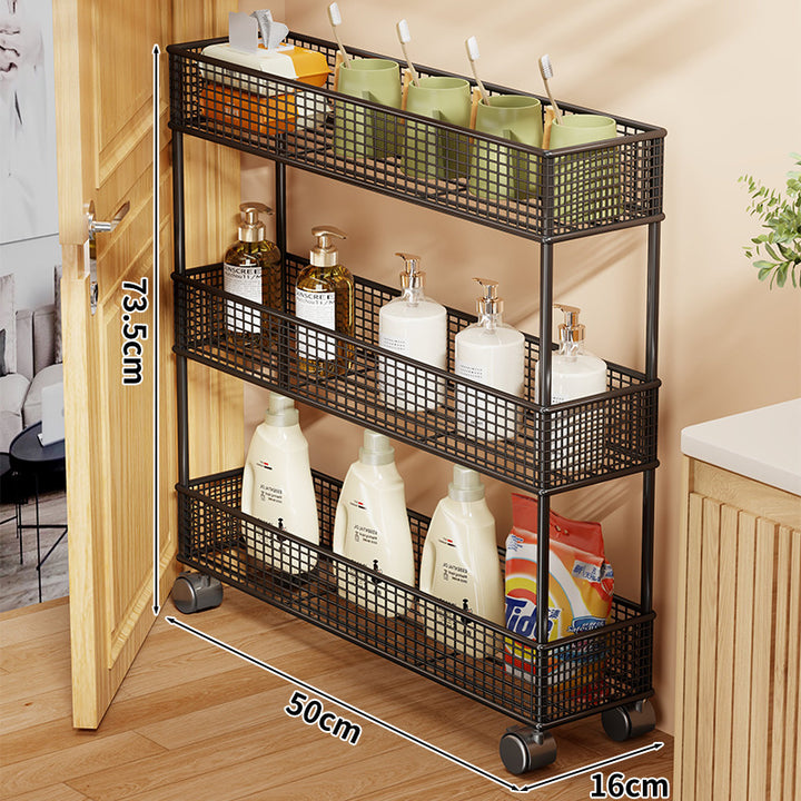 Slim Narrow Pull-Out Mesh Storage Organizer for Cabinet and Door Gap