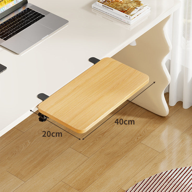 Under-Desk Bamboo Slide-Out Work Surface Clamp-Mounted Keyboard & Mouse Platform