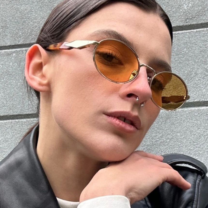 Women's designer sunglasses with unique oval frame and luxurious accents Kalsten