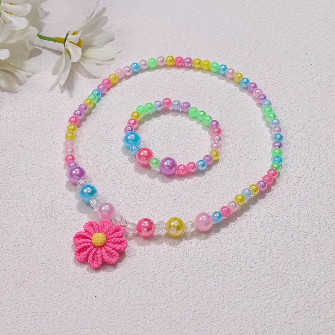 Playful jewelry set with flower pendant Kalsten