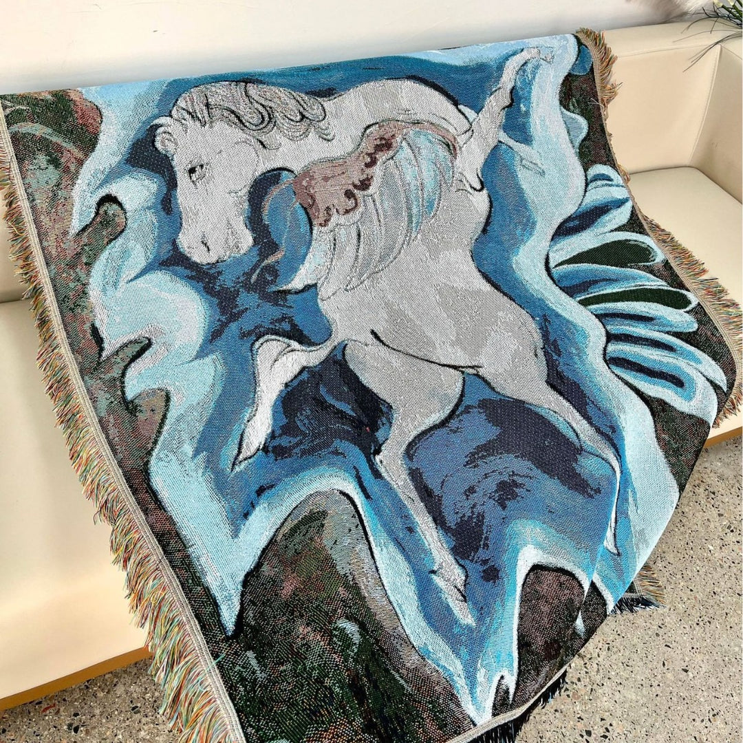 Artistic Unicorn-Themed Throw Blanket