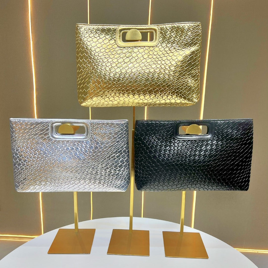 Textured Metallic Evening Clutch