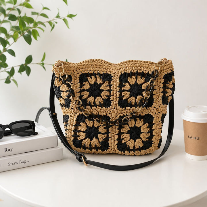 Fashionable Shoulder Bag Made of Handmade Crochet Material Kalsten