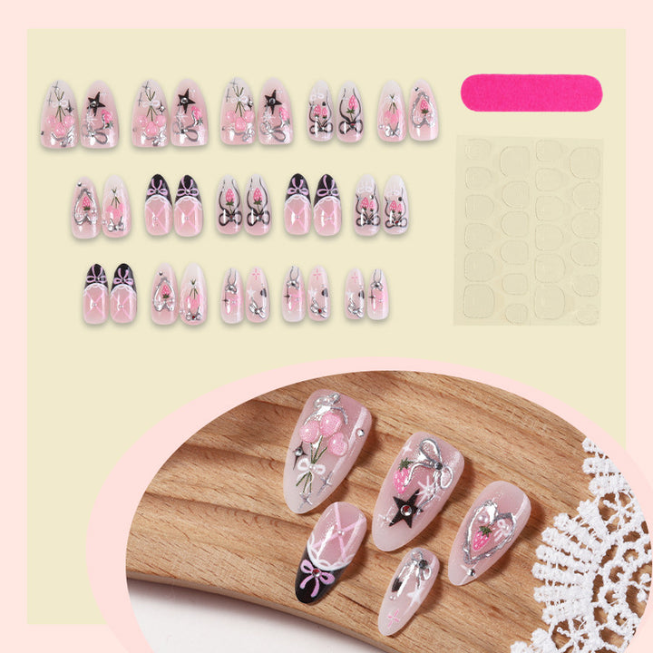 Creative nail art set with elegant bow and glitter designs Kalsten