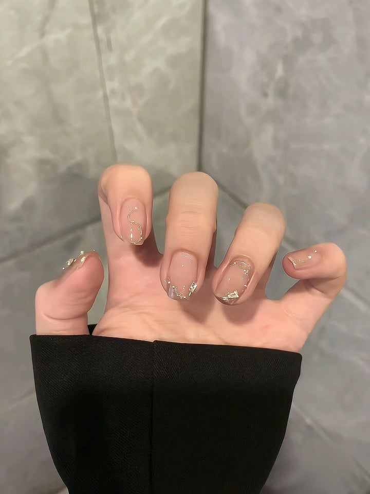 Elegant Gel Press-On Nails with Rhinestone and Glitter Accents Kalsten