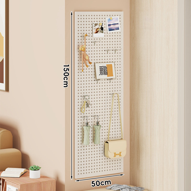 Wall-Mounted Perforated Pegboard Organizer Panel with Modular Hooks