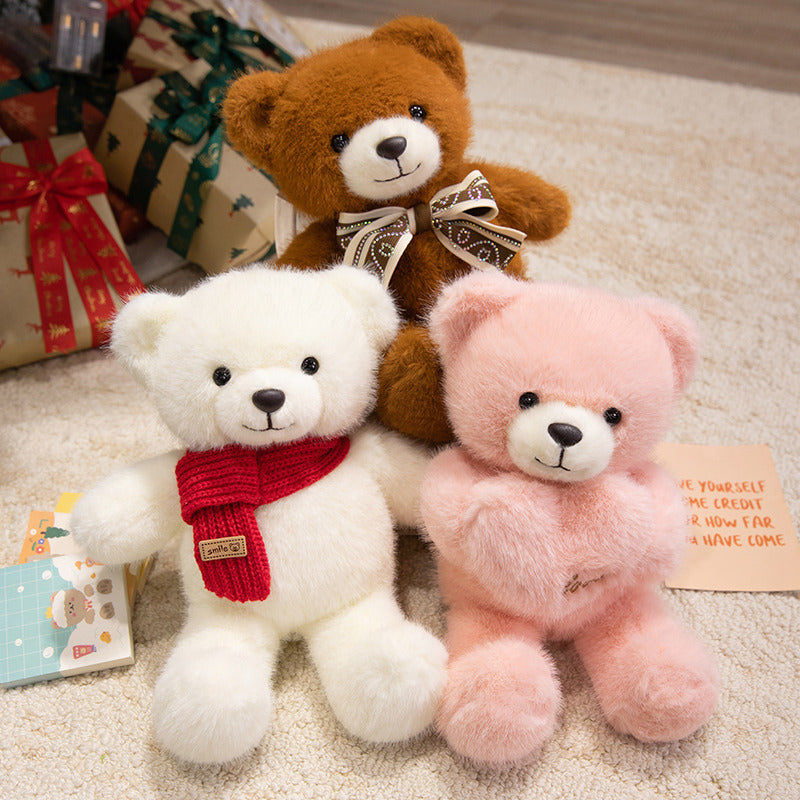 Plush Sitting Collectible Bear with Embroidered Smile, Crystal-Accent Ribbon Bow & Ultra-Soft Faux-Fur Plush Kalsten