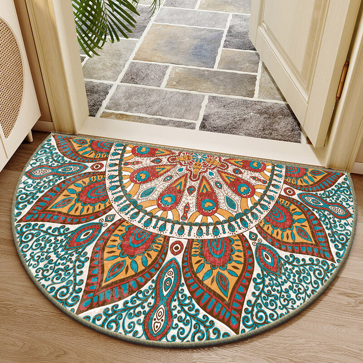 Elegant Round Floral Design Indoor Mat Kalsten