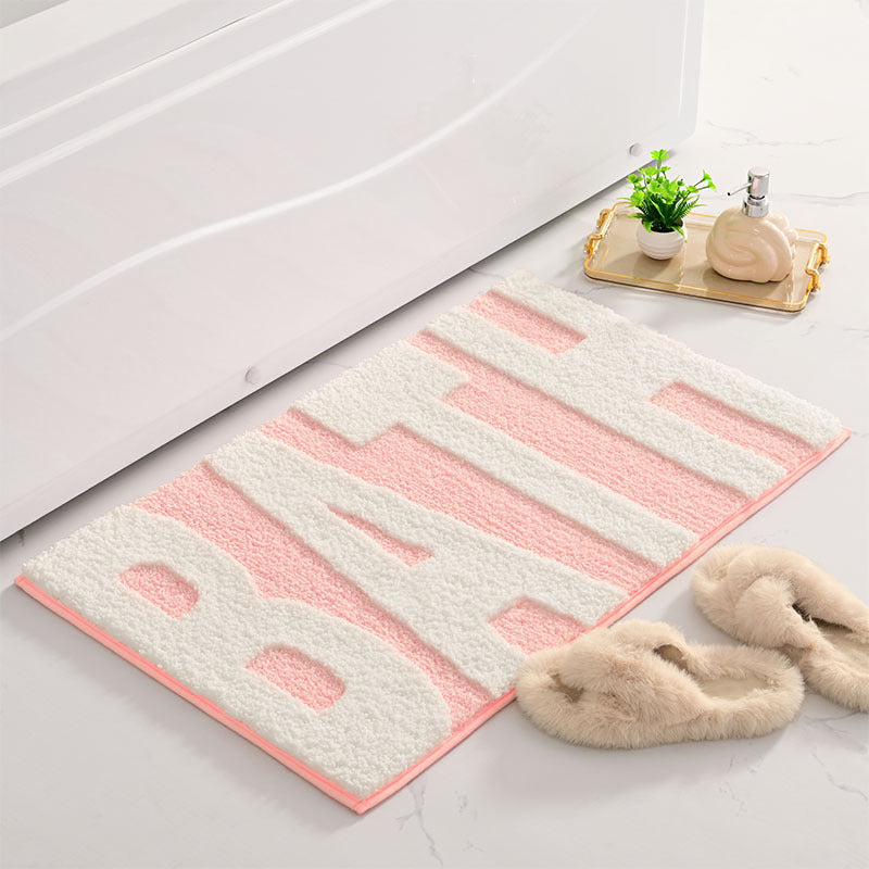 Plush Bath Rug with Inspirational Text Kalsten