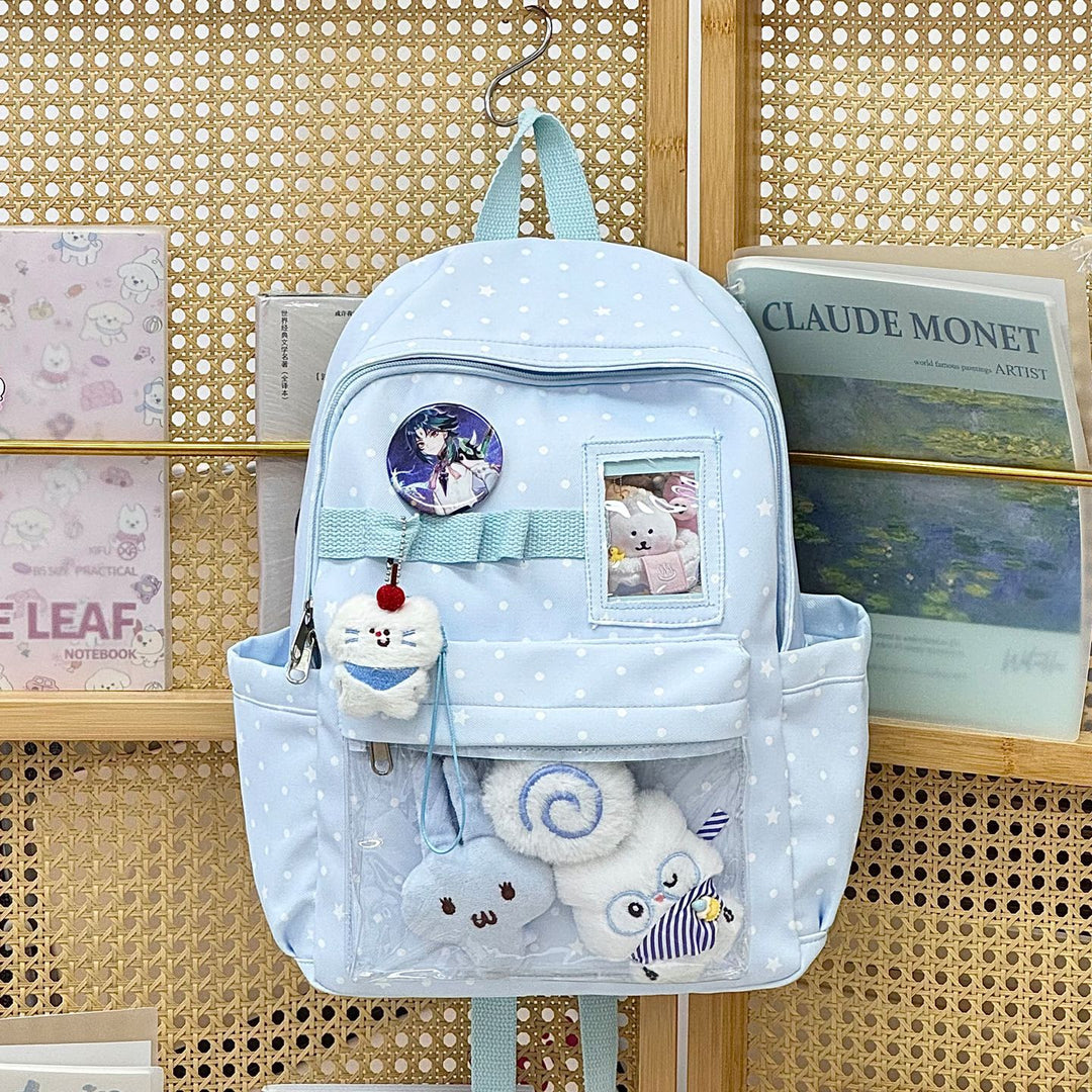 Graphic Print Transparent Pocket School Backpack