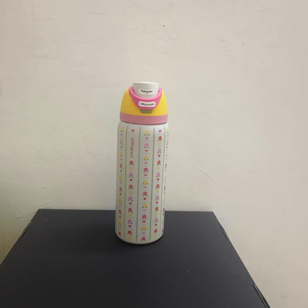 Insulated Stainless Steel Vacuum Water Bottle With One-Touch Flip Lid And Leakproof Safety Lock