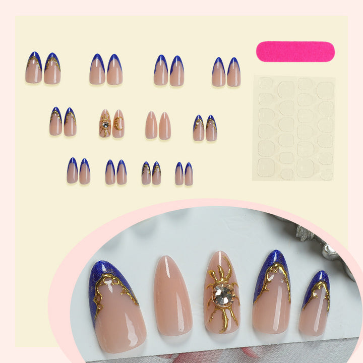 Nail art set with elegant gold-blue design Kalsten