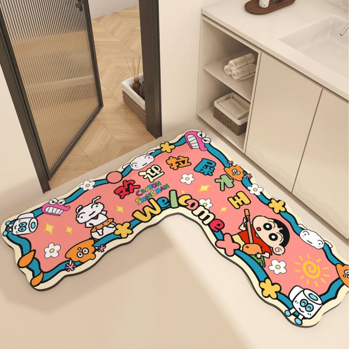 Cartoon Character Welcome Bath Mat Decor