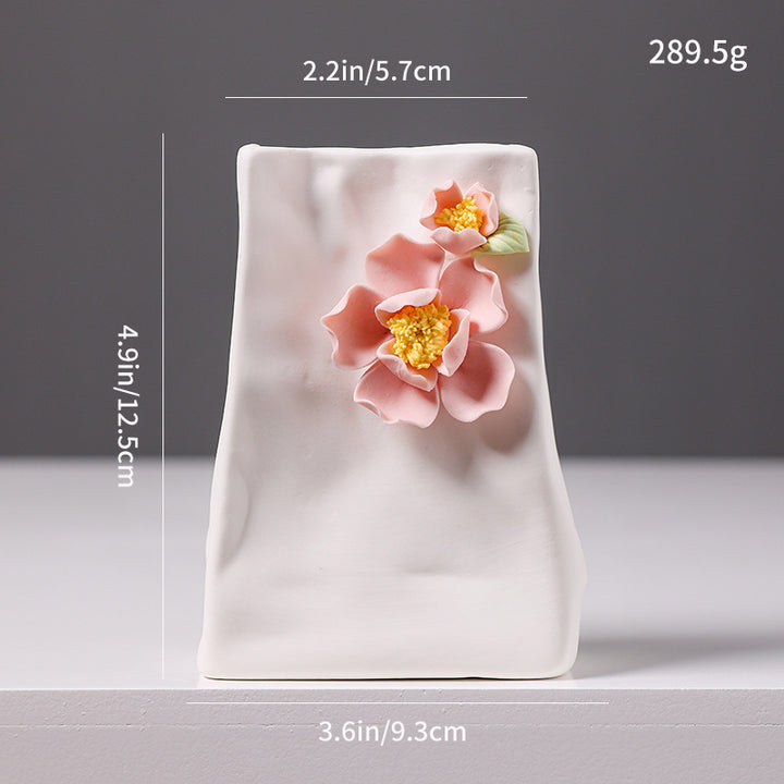 Decorative Floral Relief Ceramic Vase Kalsten