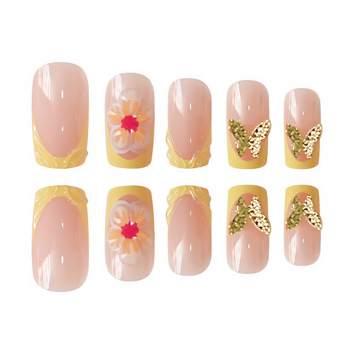 Artistic Floral Press-On Nail Design Kalsten