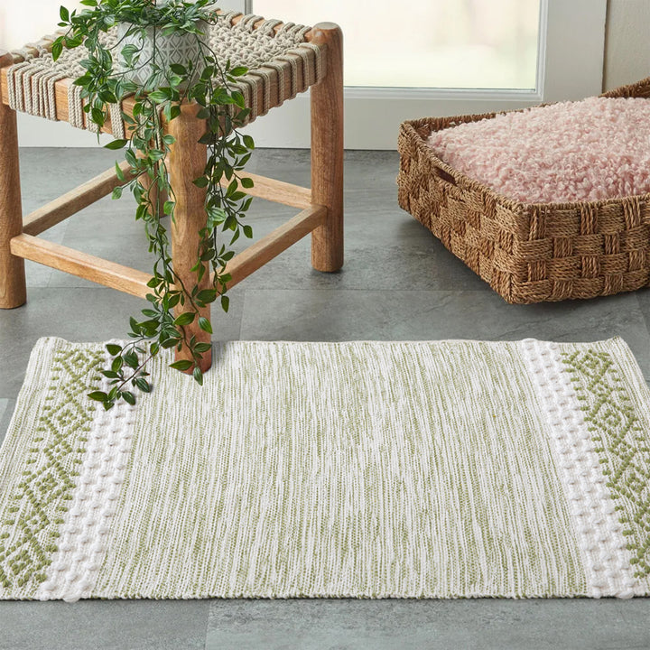 Handwoven runner with tassels and fine striped texture