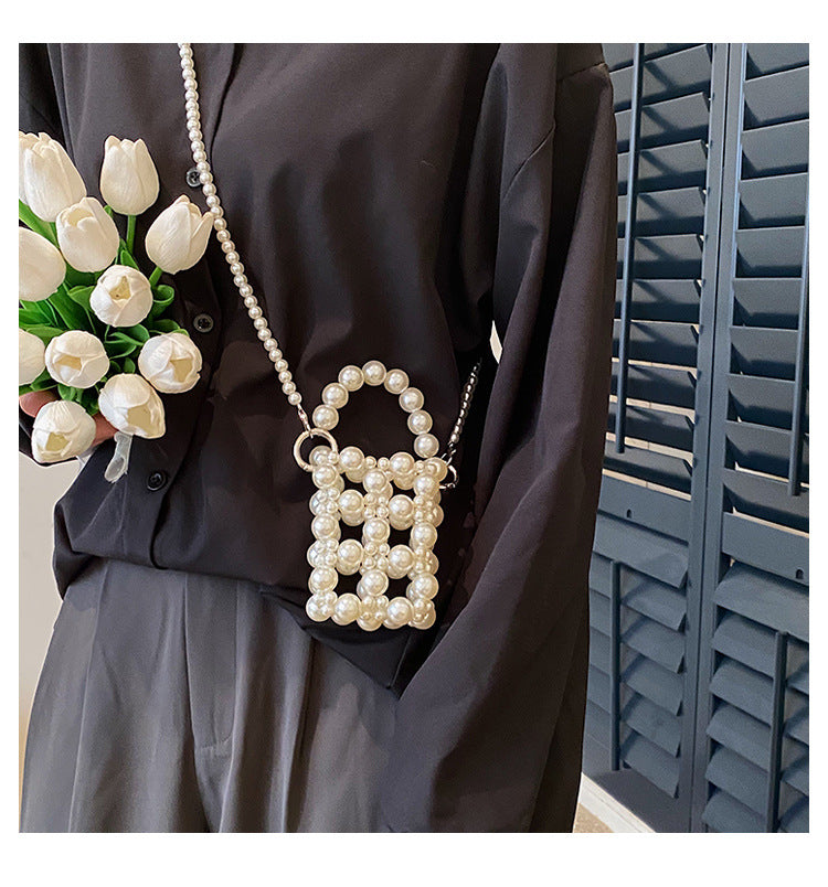 Elegant Pearl-Embellished Evening Handbag