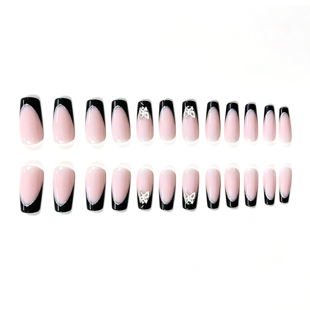 Stylish Glittery French Tip Nail Set Kalsten