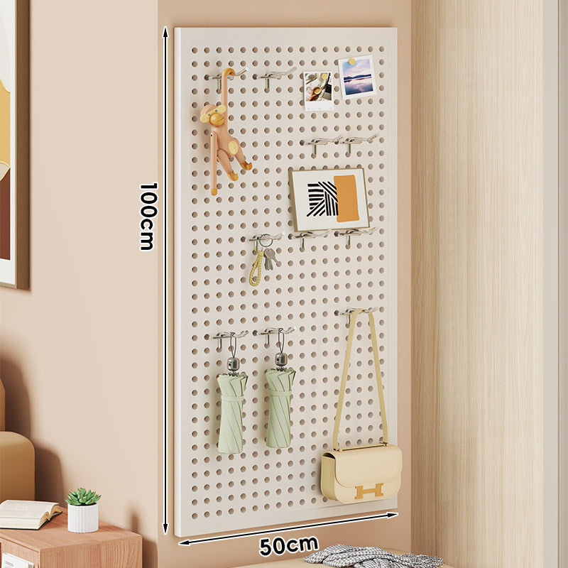 Wall-Mounted Perforated Pegboard Organizer Panel with Modular Hooks